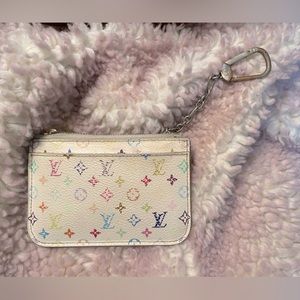 LOUIS VUITTON Multicolor Pochette Cles NM Coin Purse White